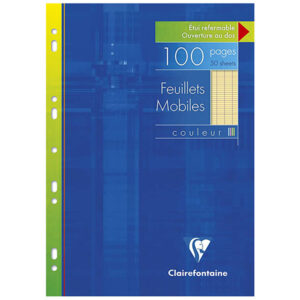 Кутия със 100 свободни листа CLAIREFONTAINE - жълти листа, големи квадрати, 21x29,7 см, 100 страници