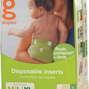 gDiapers Вложки за еднократна употреба  (M - XL) размер, (5-16 ) кг, (13-36 ) lbs, 32 броя. 100% годни за компостиране