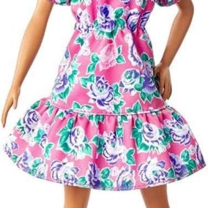 Кукла без коса Barbie Fashionistas, с розова рокля на цветя и аксесоари, играчка за деца над 3 години
