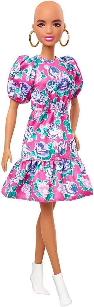 Кукла без коса Barbie Fashionistas, с розова рокля на цветя и аксесоари, играчка за деца над 3 години