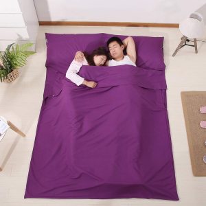 Baomasir Cabin Sleeping Bags Микрофибърен спален чувал 220 x 180 cm Пътен спален чувал Летен спален чувал Много подходящ за туристически раници и хотели, тъмно лилав