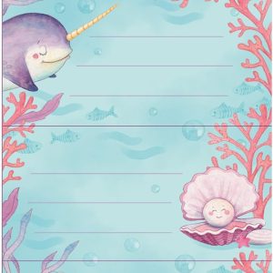 Herlitz . Самозалепващи книжни етикети Mermaid FSC. 3 листа с по 3 етикета. многоцветни