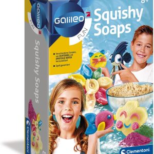 Clementoni 59164 Galileo Fun Squishy Soaps, за приготвяне на цветен сапун, вълнуващ комплект за експерименти за малки козметици, играчки...