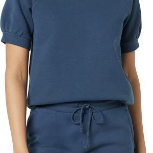 Класическа дамска блуза от полар с къс ръкав Goodthreads. Цвят: индиго, размер: XL