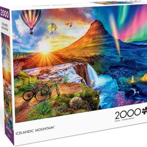 Buffalo Games - Icelandic Mountain - Пъзел от 2000 части за възрастни, предизвикателен пъзел, идеален за нощни игри - Готовият размер от 2000 части е 38,50 x 26,50 cm