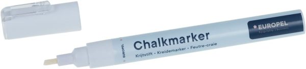 опаковка от 8 броя бели тебеширени маркери  Europel 3 mm