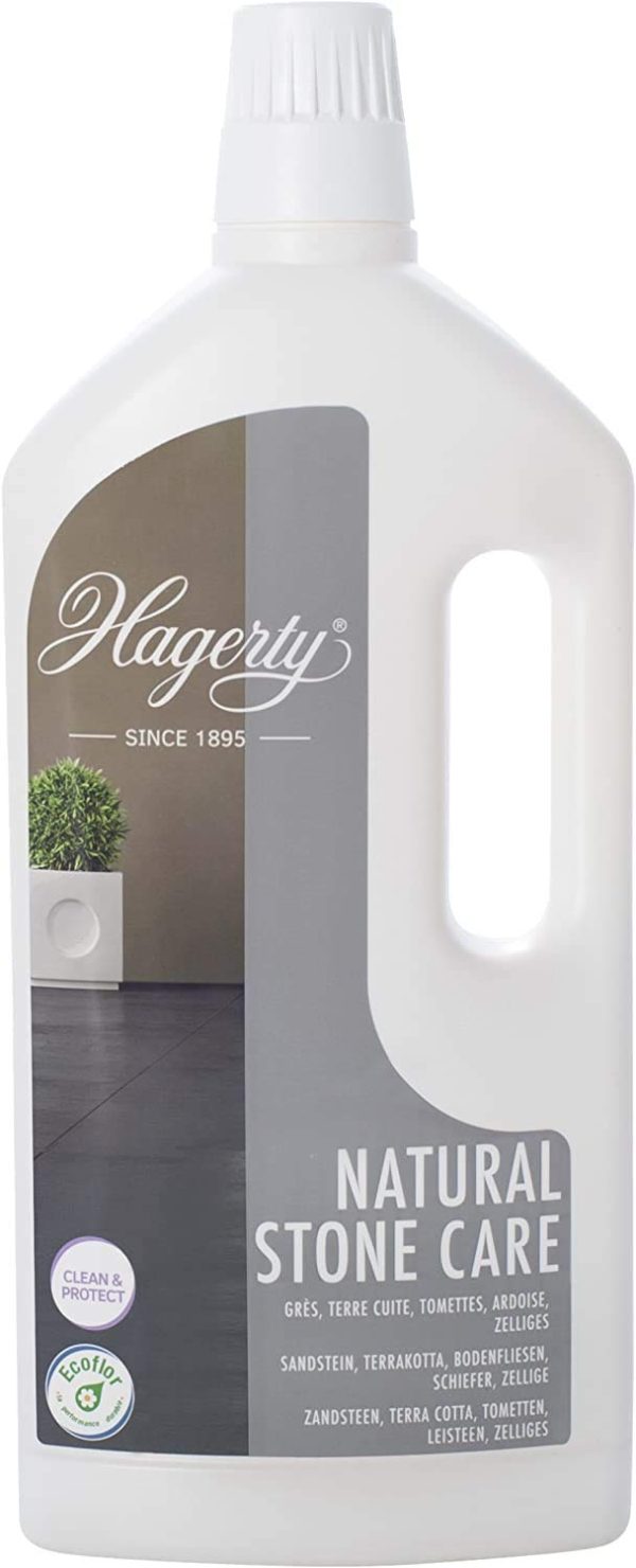 Hagerty Natural Stone Care Floor Cleaner 1 литър I Ефективен продукт за поддръжка на подове от естествен камък, теракота, плочи ... I Интензивен почистващ препарат за интериор и екстериор