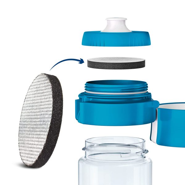 BRITA fill&go Vital – Бутилка с филтър за вода с технология MicroDisc – Вода със страхотен вкус, на която да се наслаждавате навсякъде – Бутилка за вода без BPA – Син