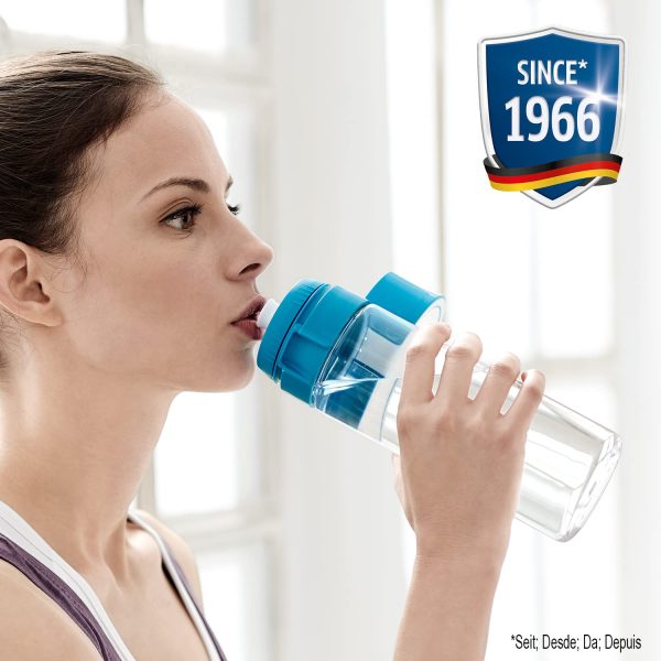 BRITA fill&go Vital – Бутилка с филтър за вода с технология MicroDisc – Вода със страхотен вкус, на която да се наслаждавате навсякъде – Бутилка за вода без BPA – Син